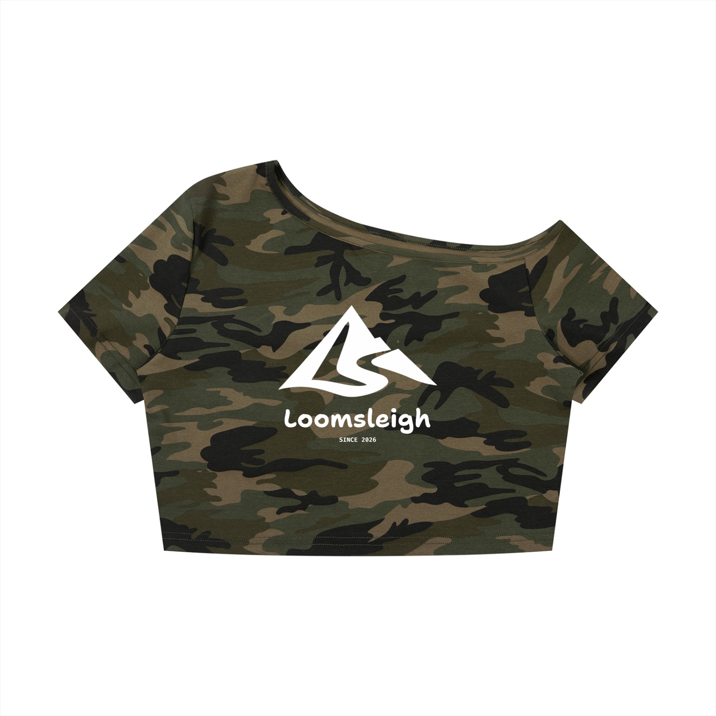 Women's Camo Off-Shoulder Crop T-Shirt - Image 7