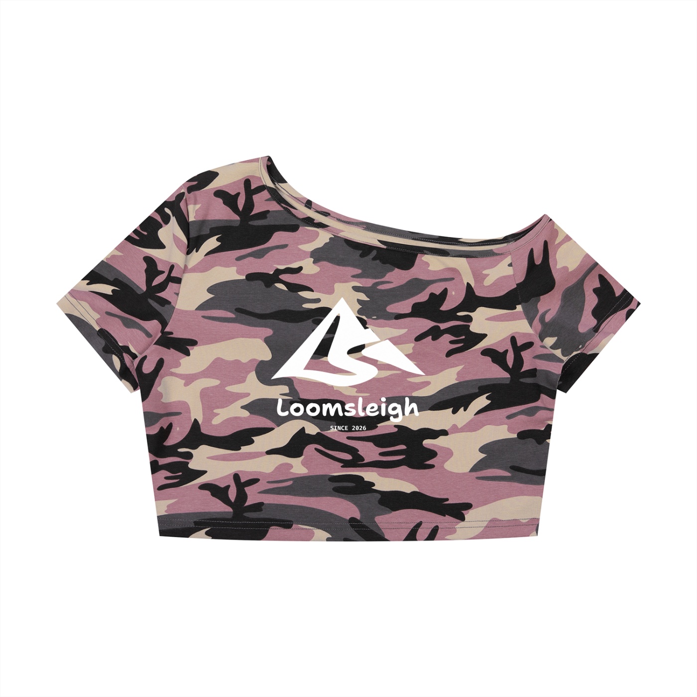 Women's Camo Off-Shoulder Crop T-Shirt - Image 3