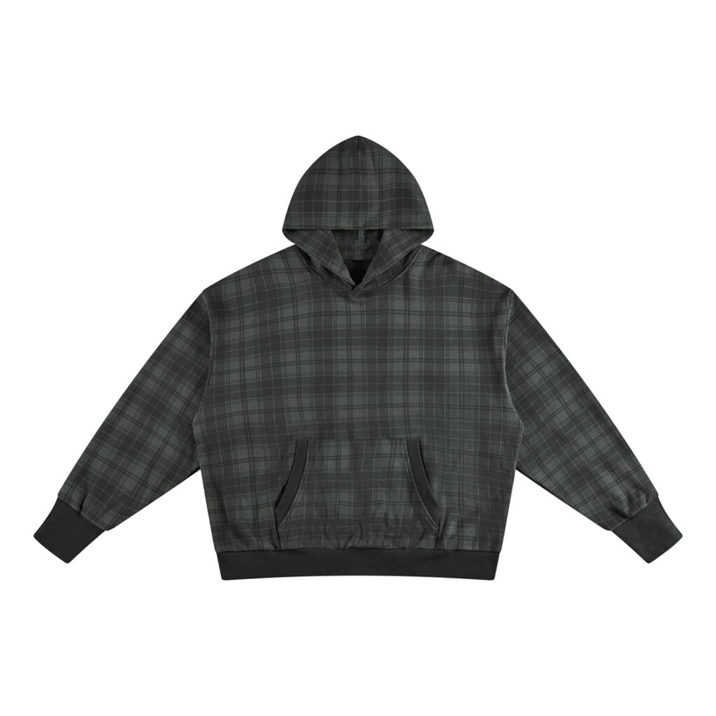 Unisex Plaid Color Block Hoodie