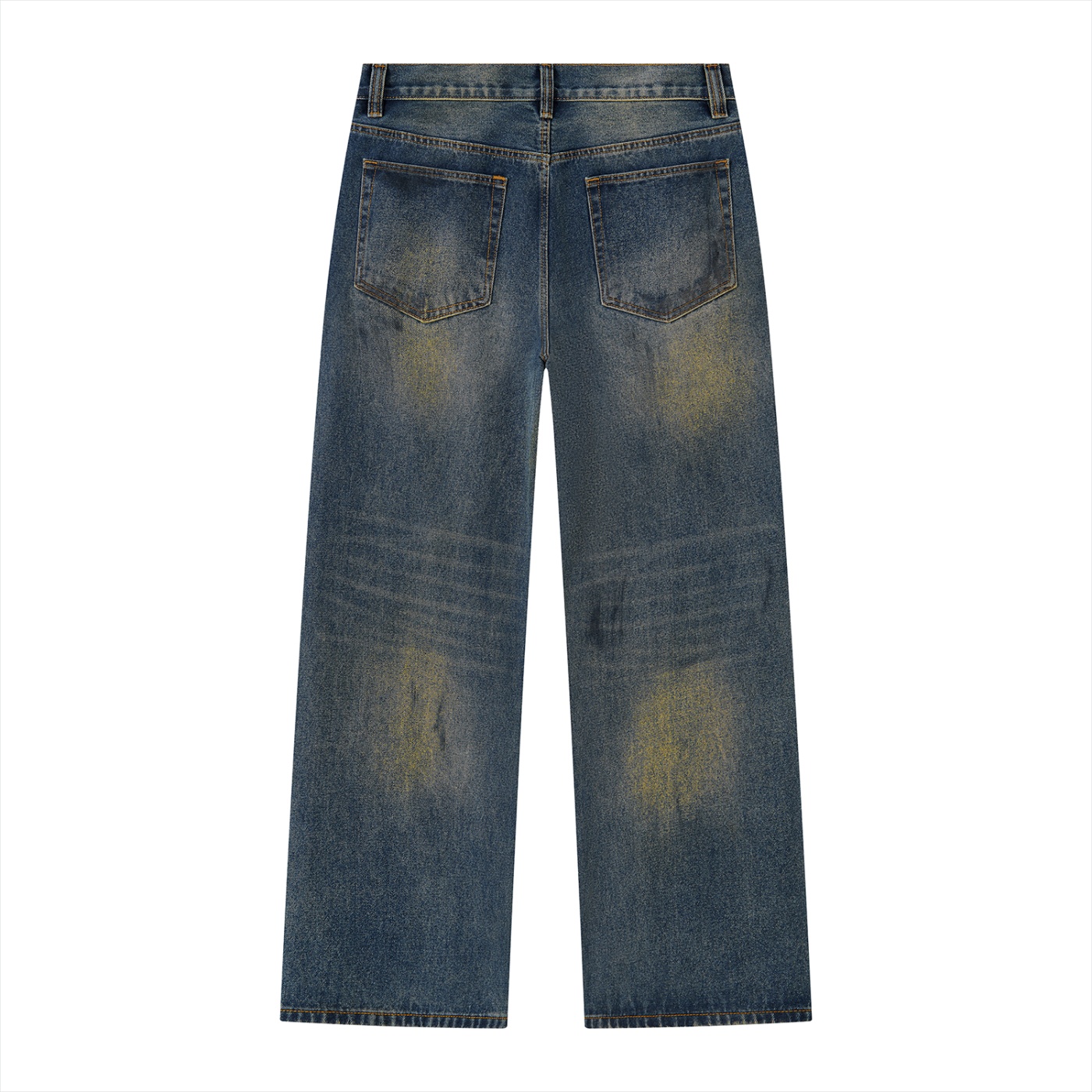 Men's Vintage Wash Wide Leg Denim Jeans - Image 2