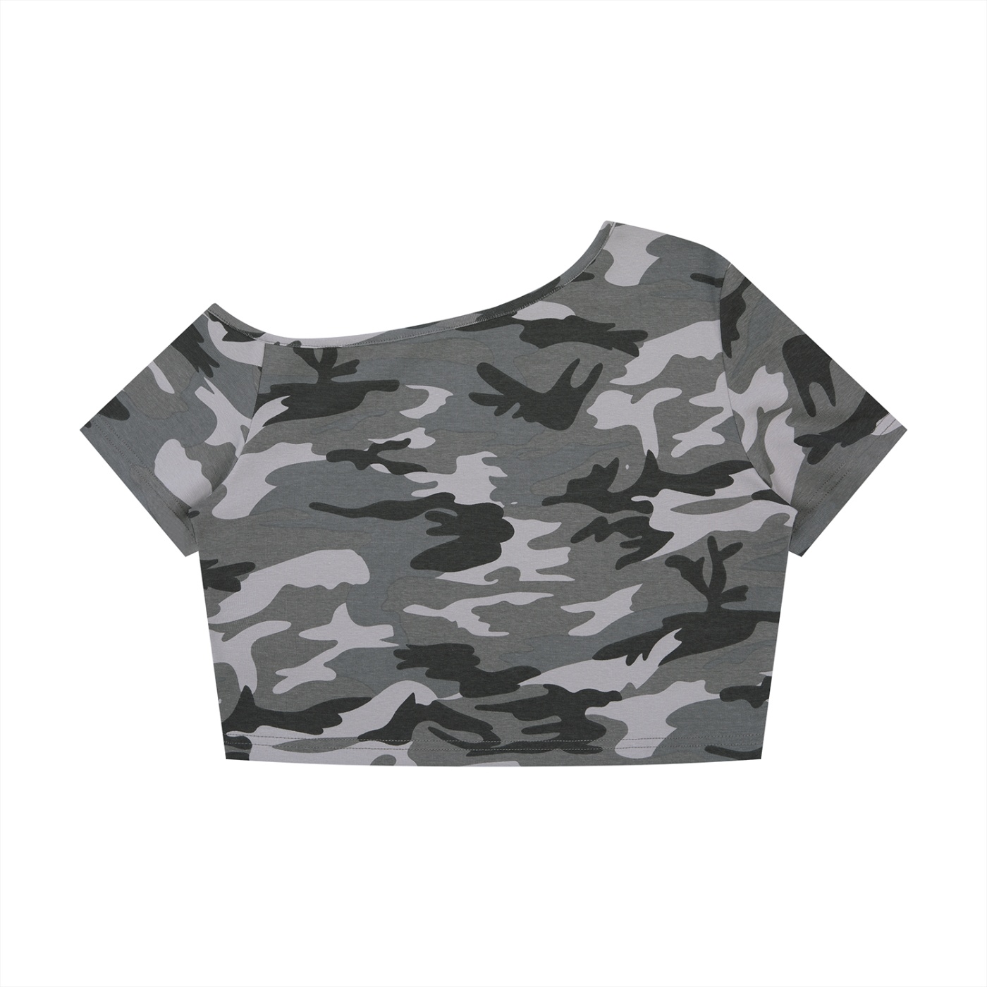 Women's Camo Off-Shoulder Crop T-Shirt - Image 6