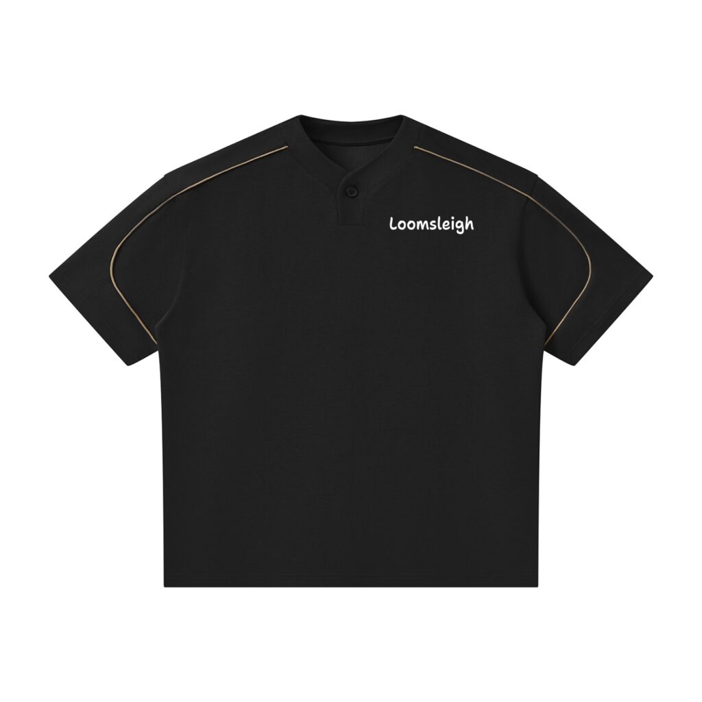 Unisex Oversized Piping Henley T-Shirt