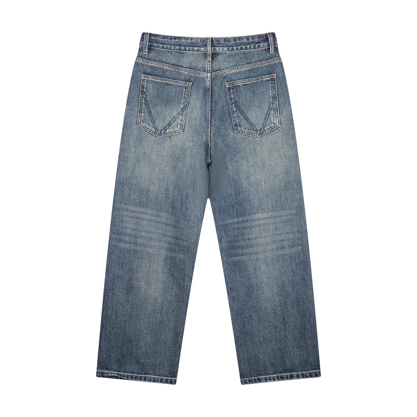 Men's Vintage Wash Straight Leg Denim Jeans - Image 2