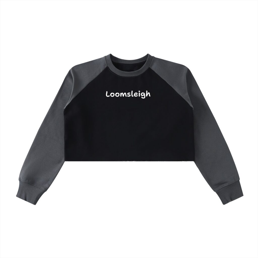 Loomsleigh Raw-Hem Color-Block Raglan Crop Sweatshirt