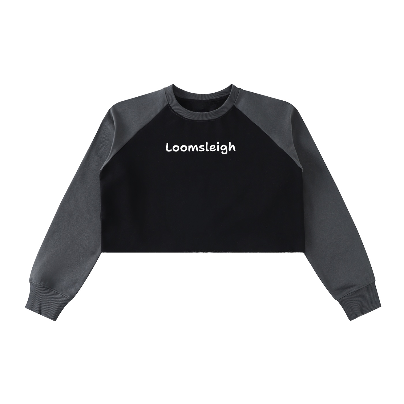 Loomsleigh Raw-Hem Color-Block Raglan Crop Sweatshirt