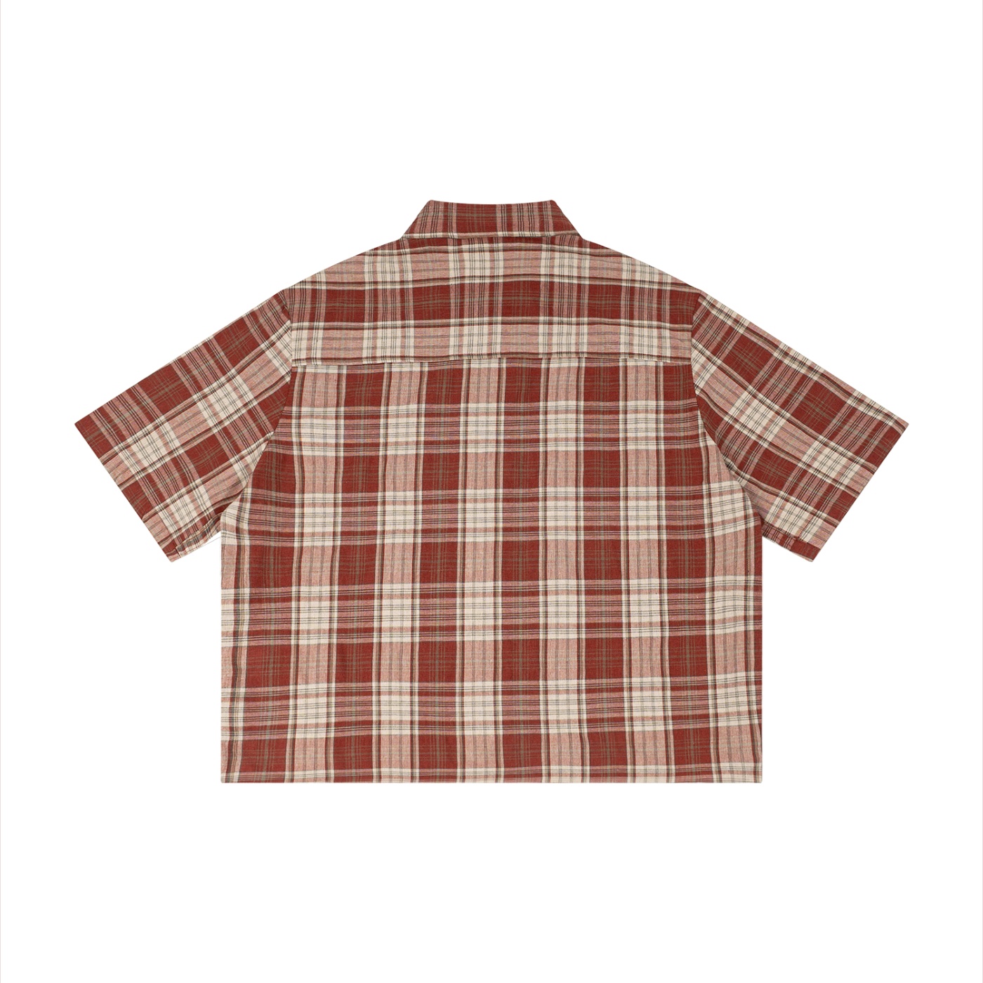 Unisex Plaid Boxy Short Sleeve Shirt - Image 2