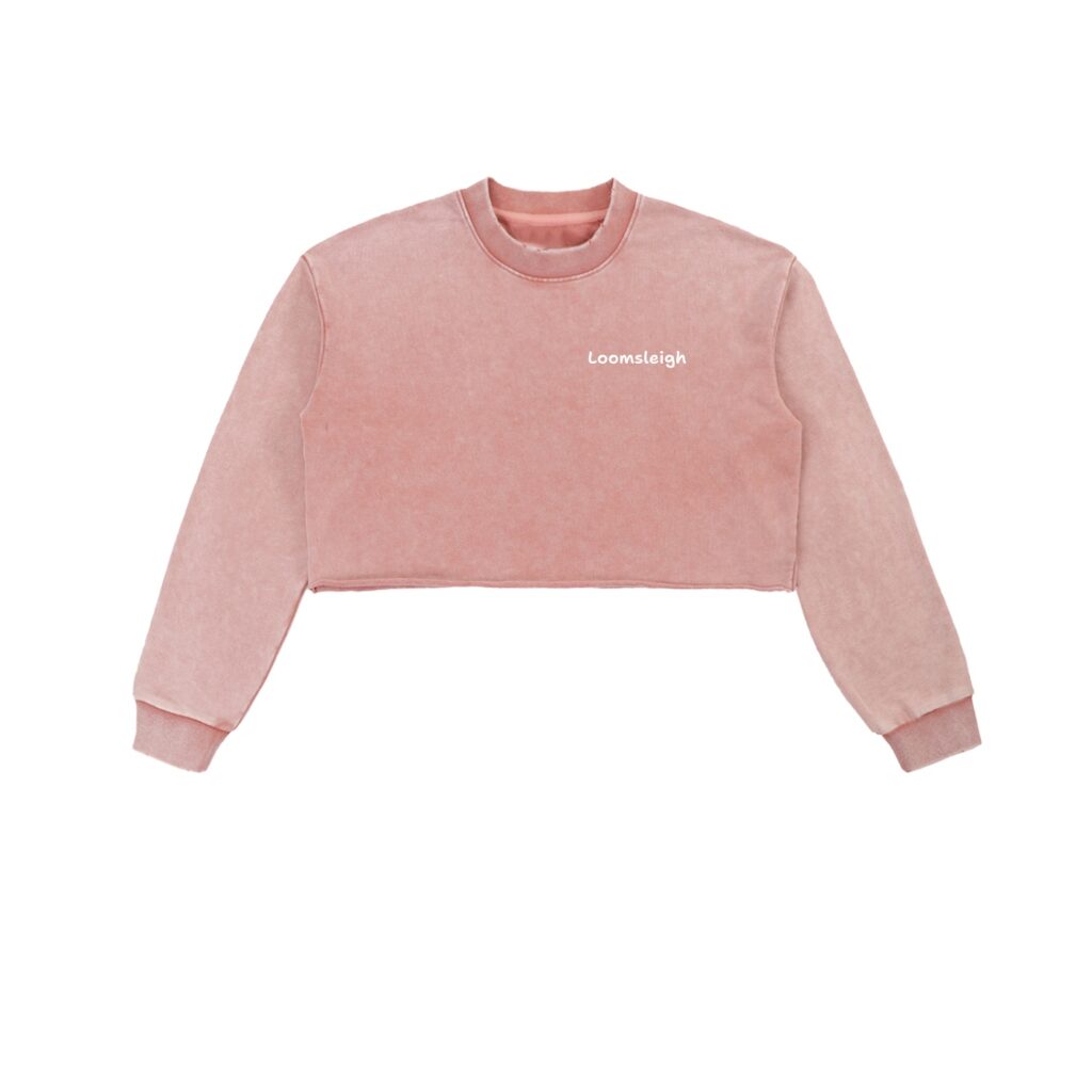 Looms Snow Washed Raw Edge Cropped Sweatshirt