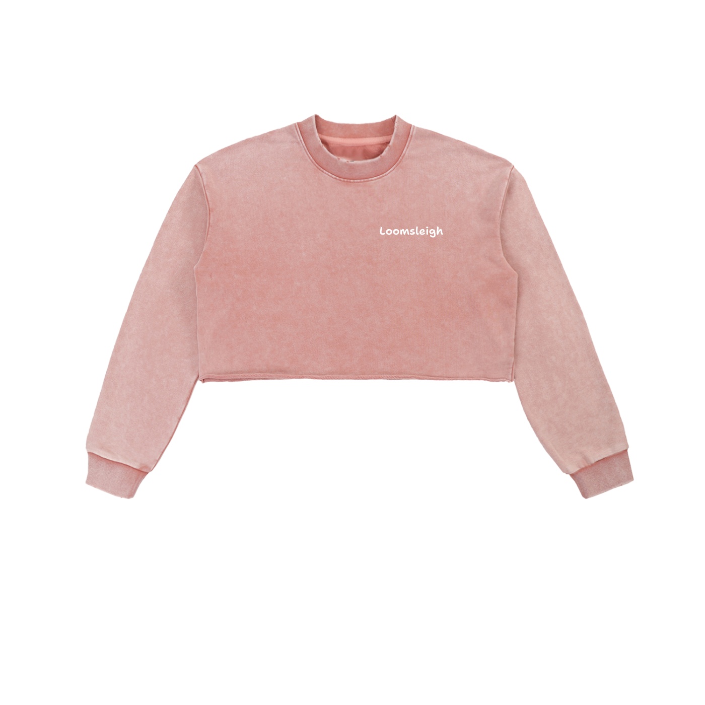 Looms Snow Washed Raw Edge Cropped Sweatshirt