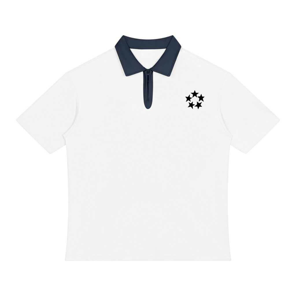 Unisex Color Block Quarter-Zip Polo Shirt