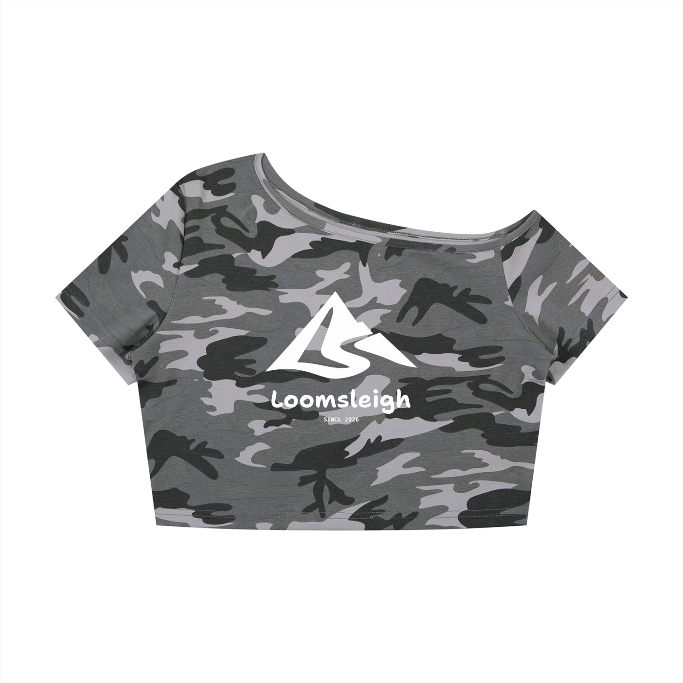 Women's Camo Off-Shoulder Crop T-Shirt - Image 5