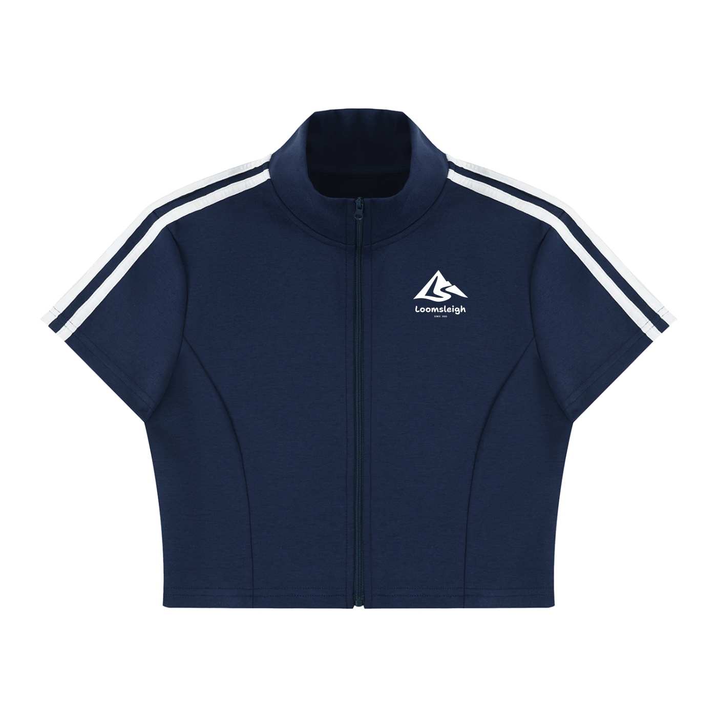 Women's Cropped Full Zip Short Sleeve T-Shirt - Image 5