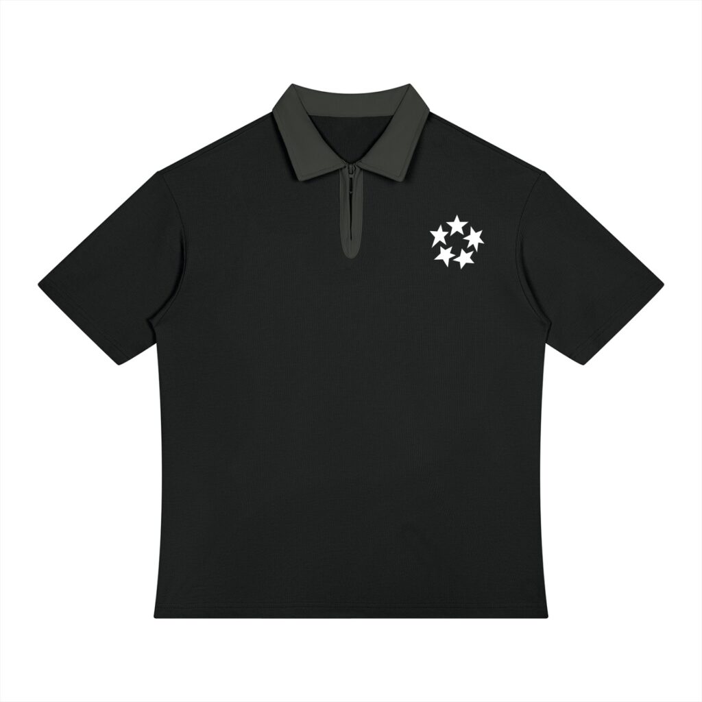 Unisex Color Block Quarter-Zip Polo Shirt