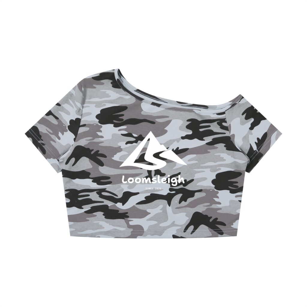 Women's Camo Off-Shoulder Crop T-Shirt