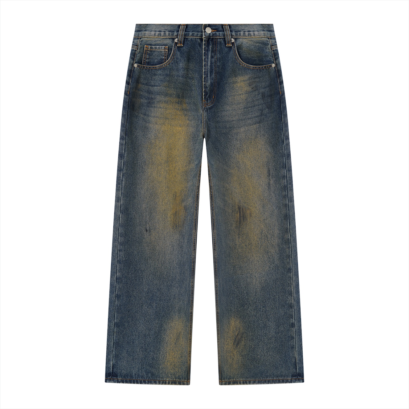 Men's Vintage Wash Wide Leg Denim Jeans