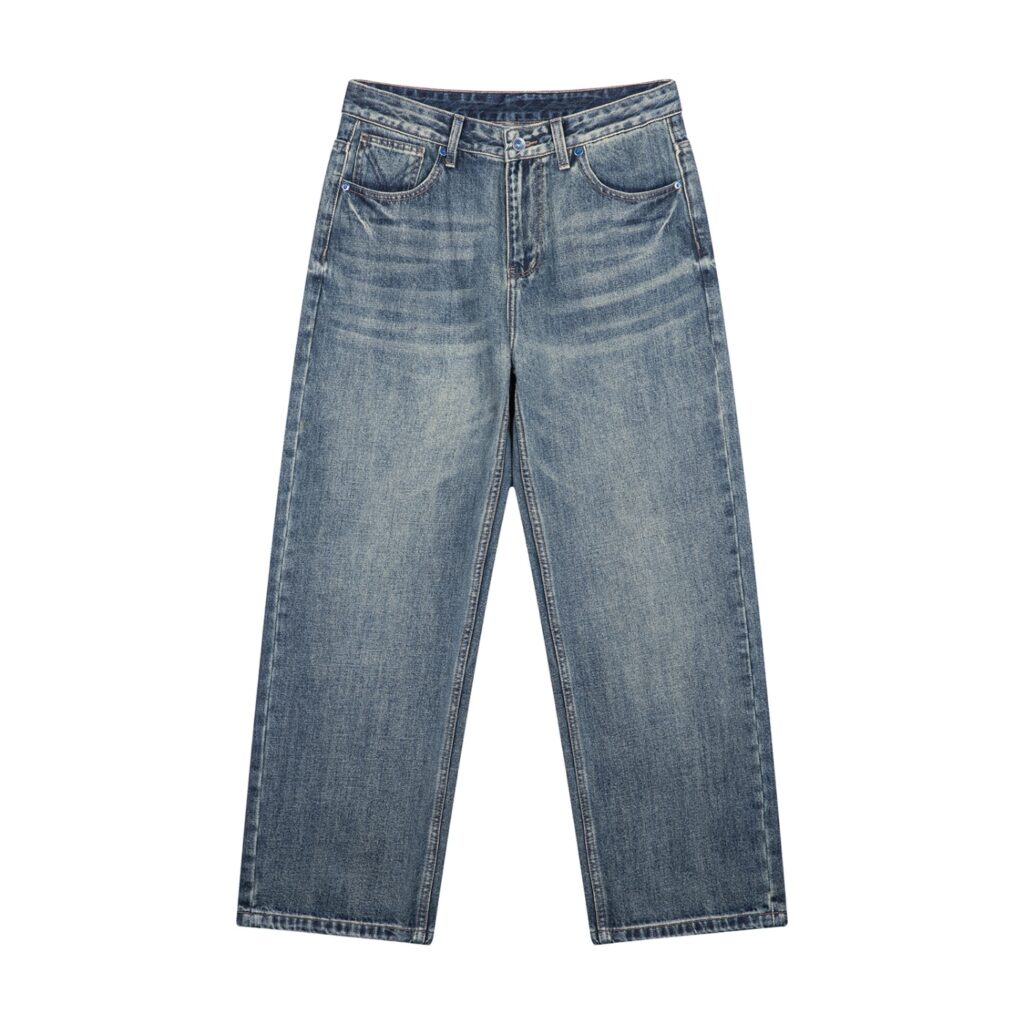 Men's Vintage Wash Straight Leg Denim Jeans