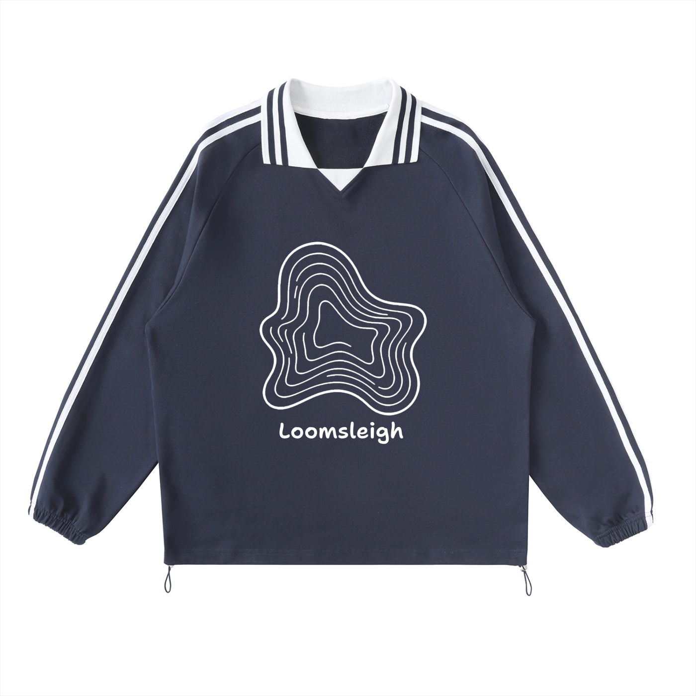 Contrast Striped Lapel Collar Sweatshirt - Image 3