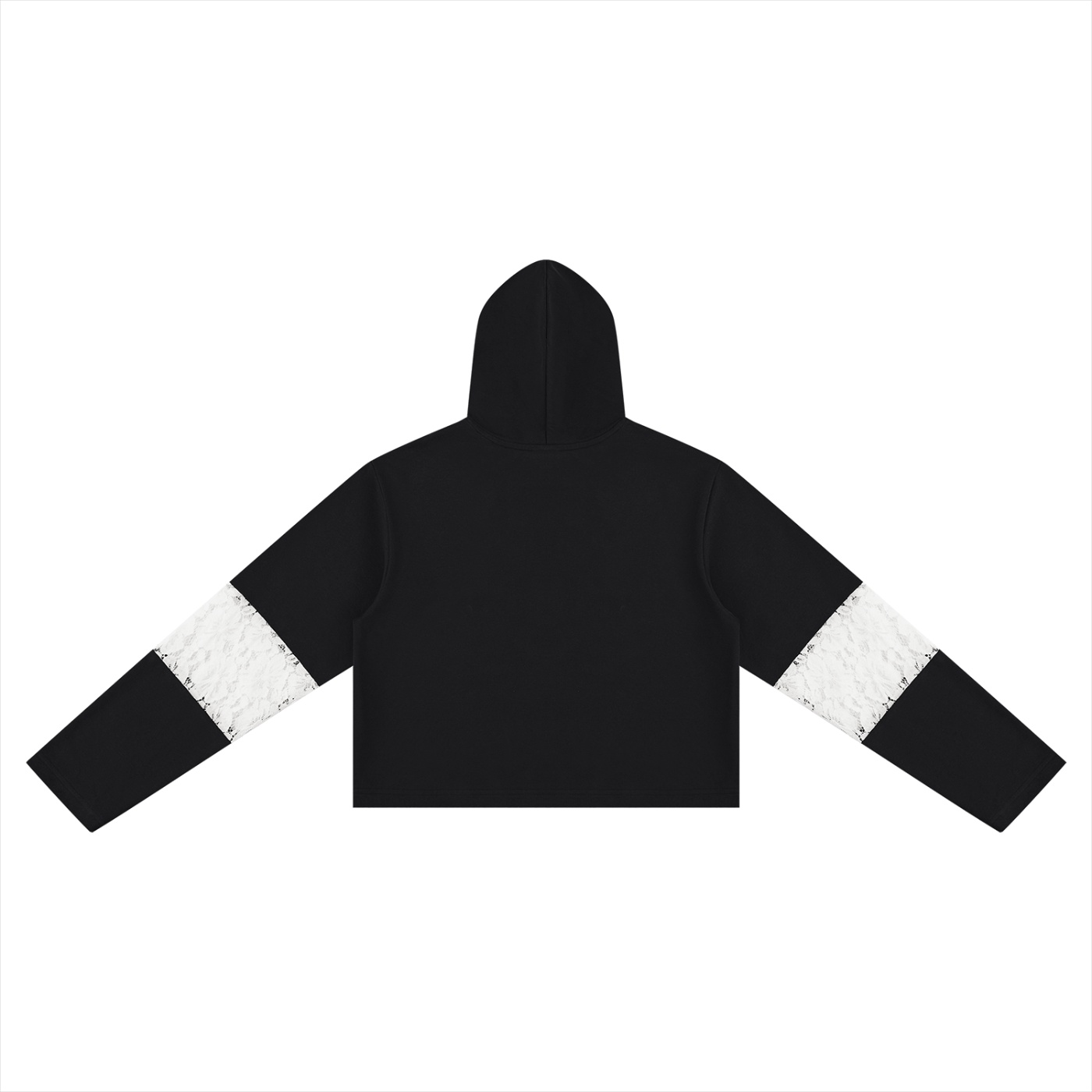 Women’s Cropped Lace-Panel Hoodie - Image 2