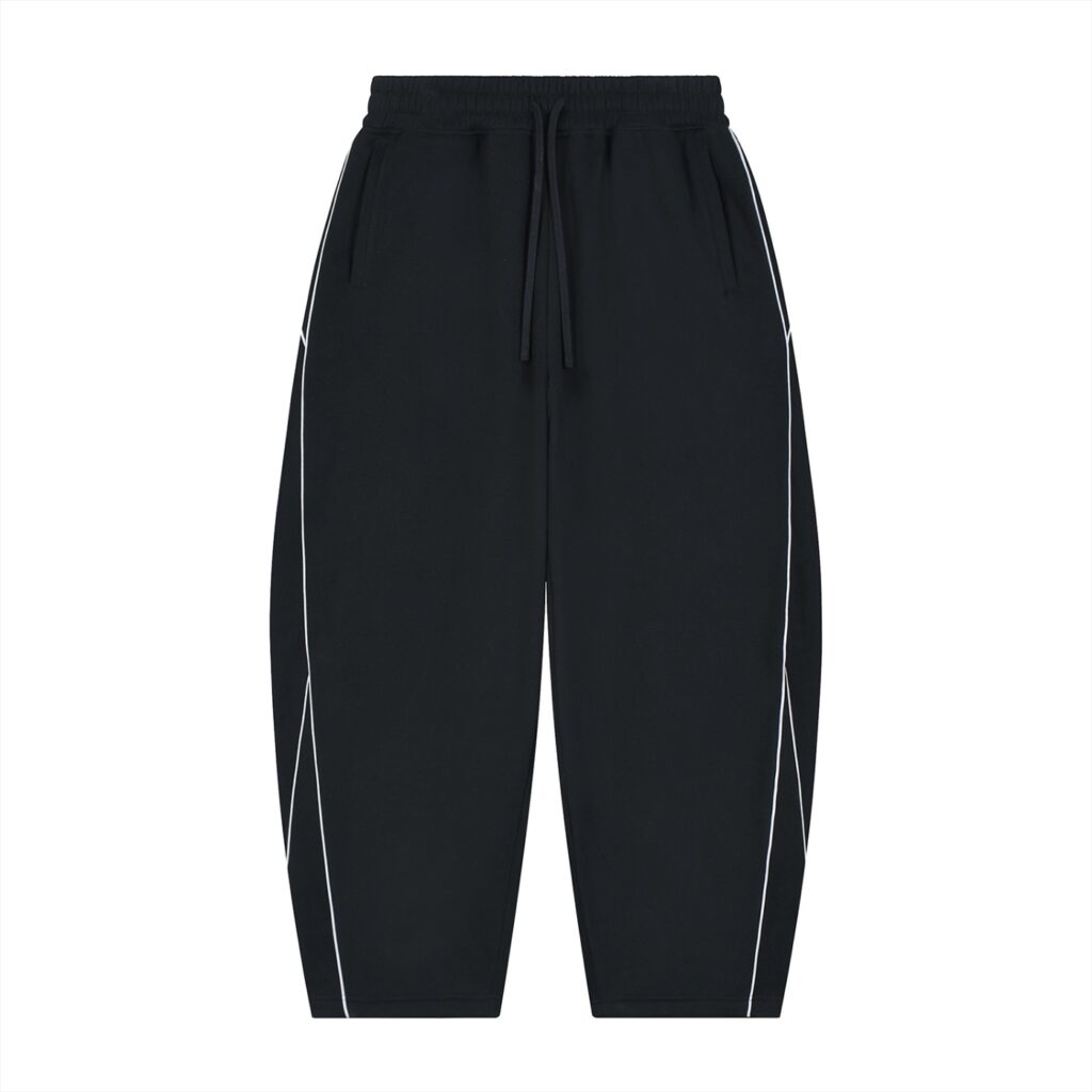 Unisex Piping Fleece Barrel Leg Sweatpants