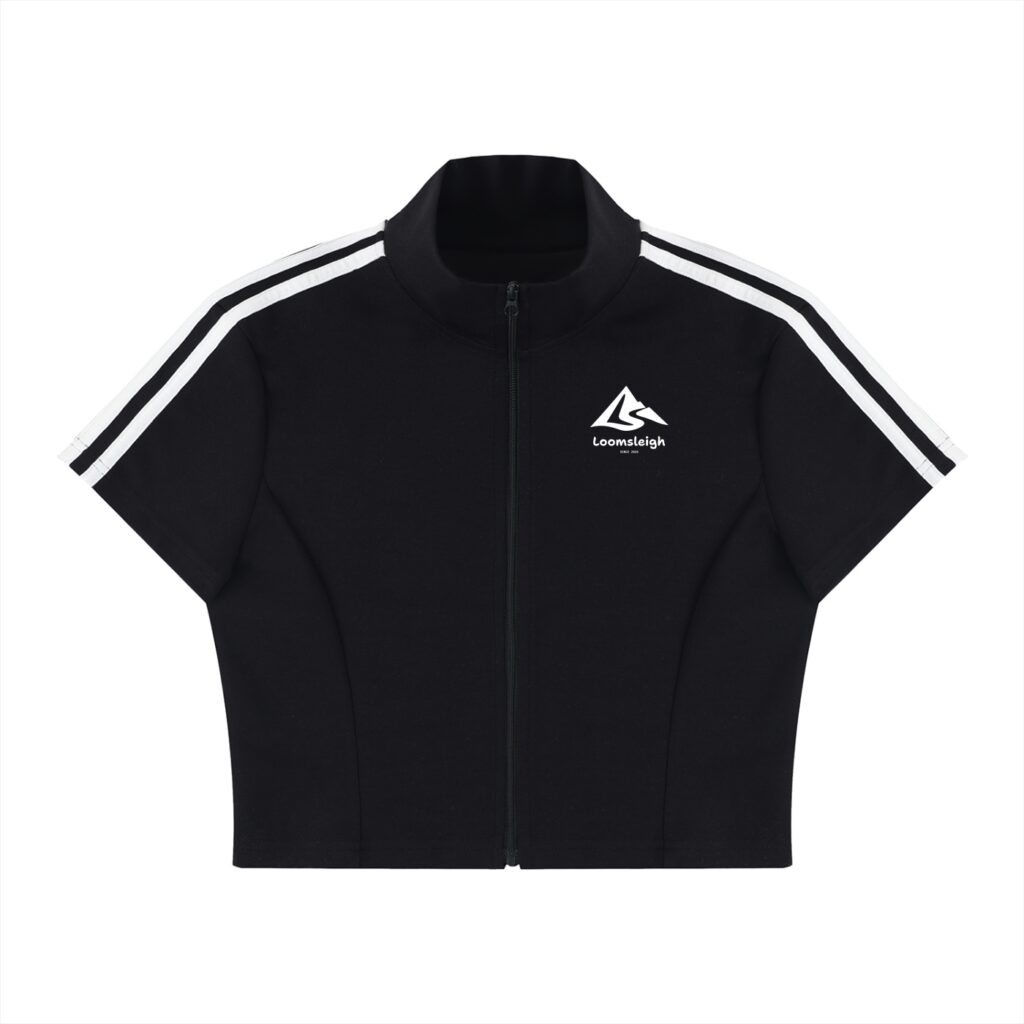 Women's Cropped Full Zip Short Sleeve T-Shirt
