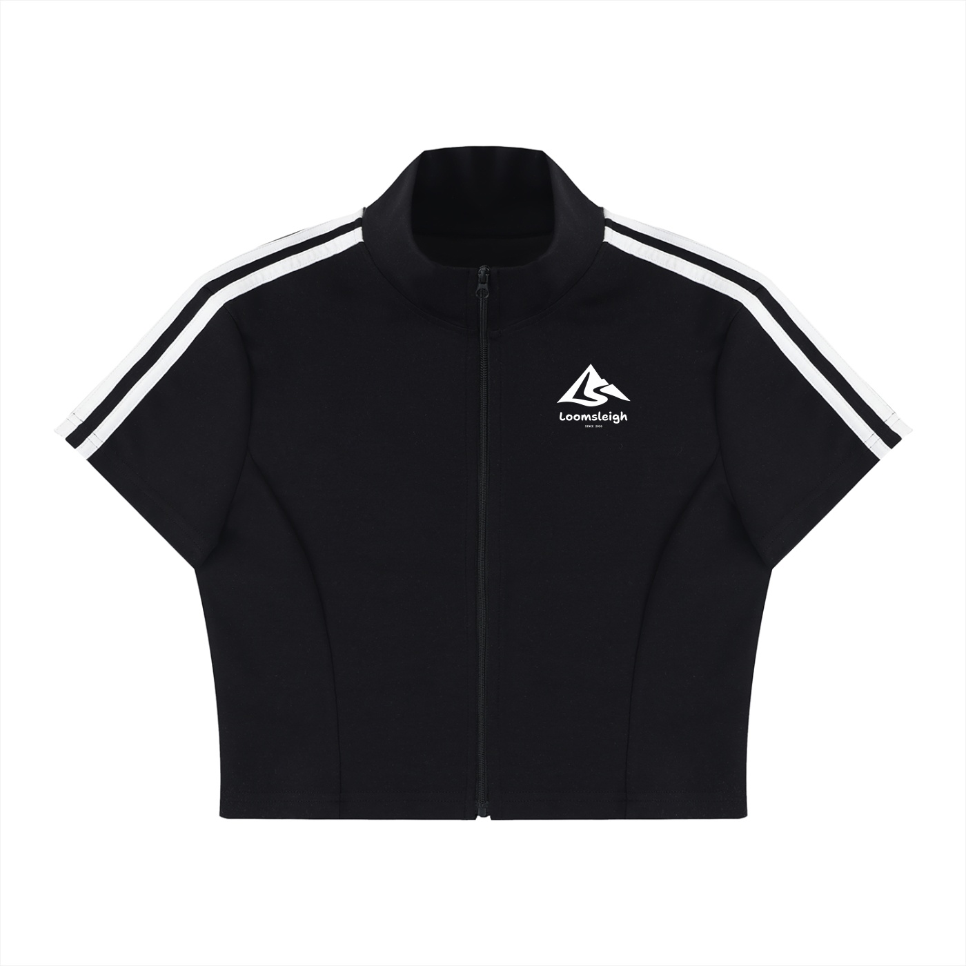 Women's Cropped Full Zip Short Sleeve T-Shirt