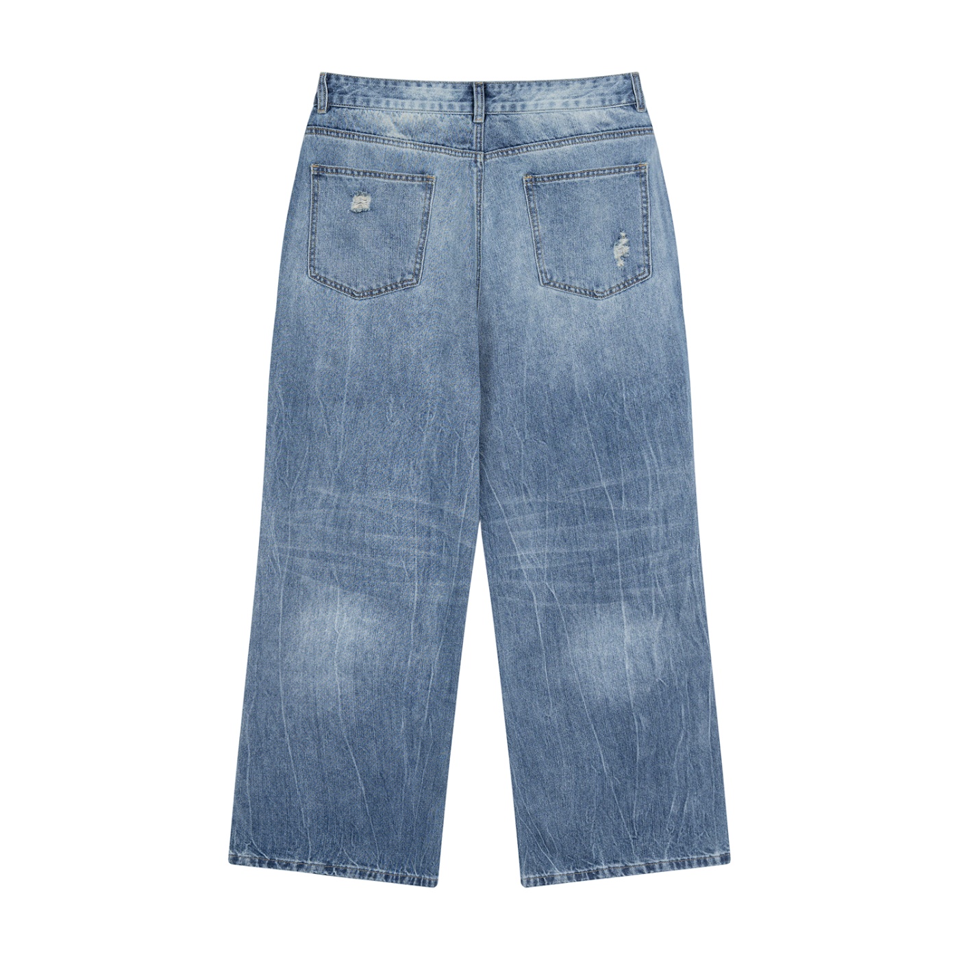 Men's Distressed Straight Leg Denim Jeans - Image 2