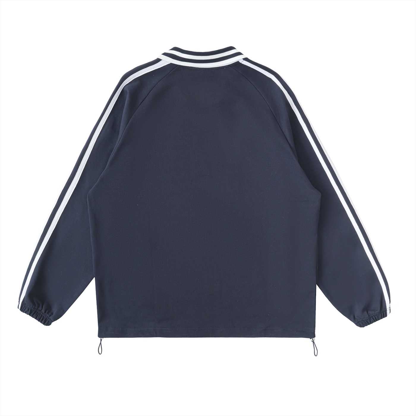 Contrast Striped Lapel Collar Sweatshirt - Image 4