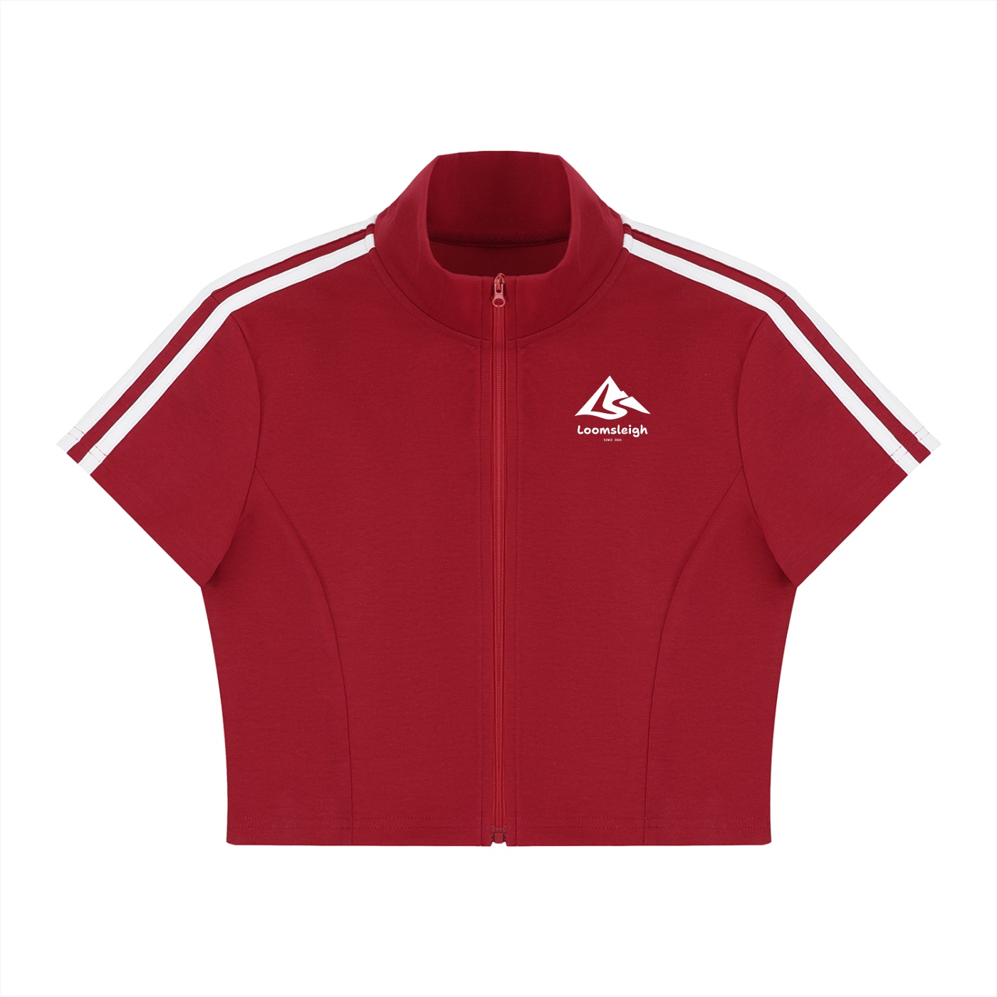 Women's Cropped Full Zip Short Sleeve T-Shirt - Image 3