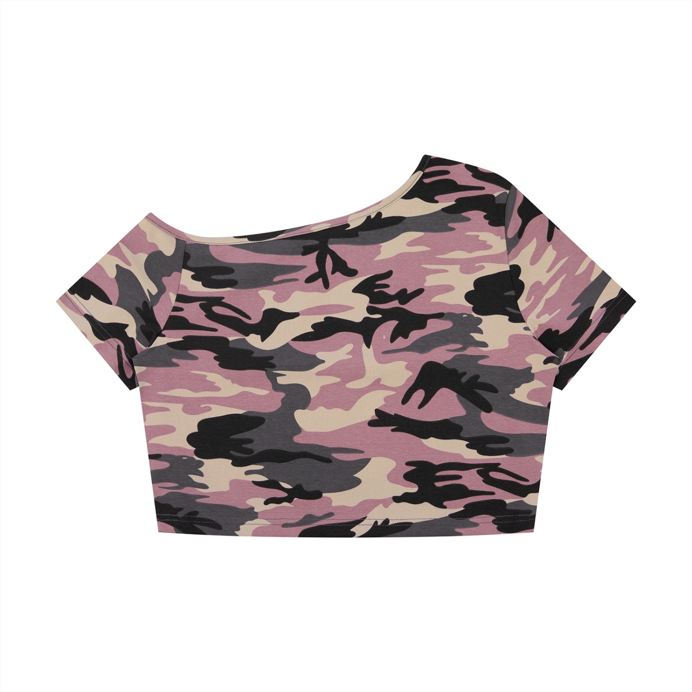 Women's Camo Off-Shoulder Crop T-Shirt - Image 4