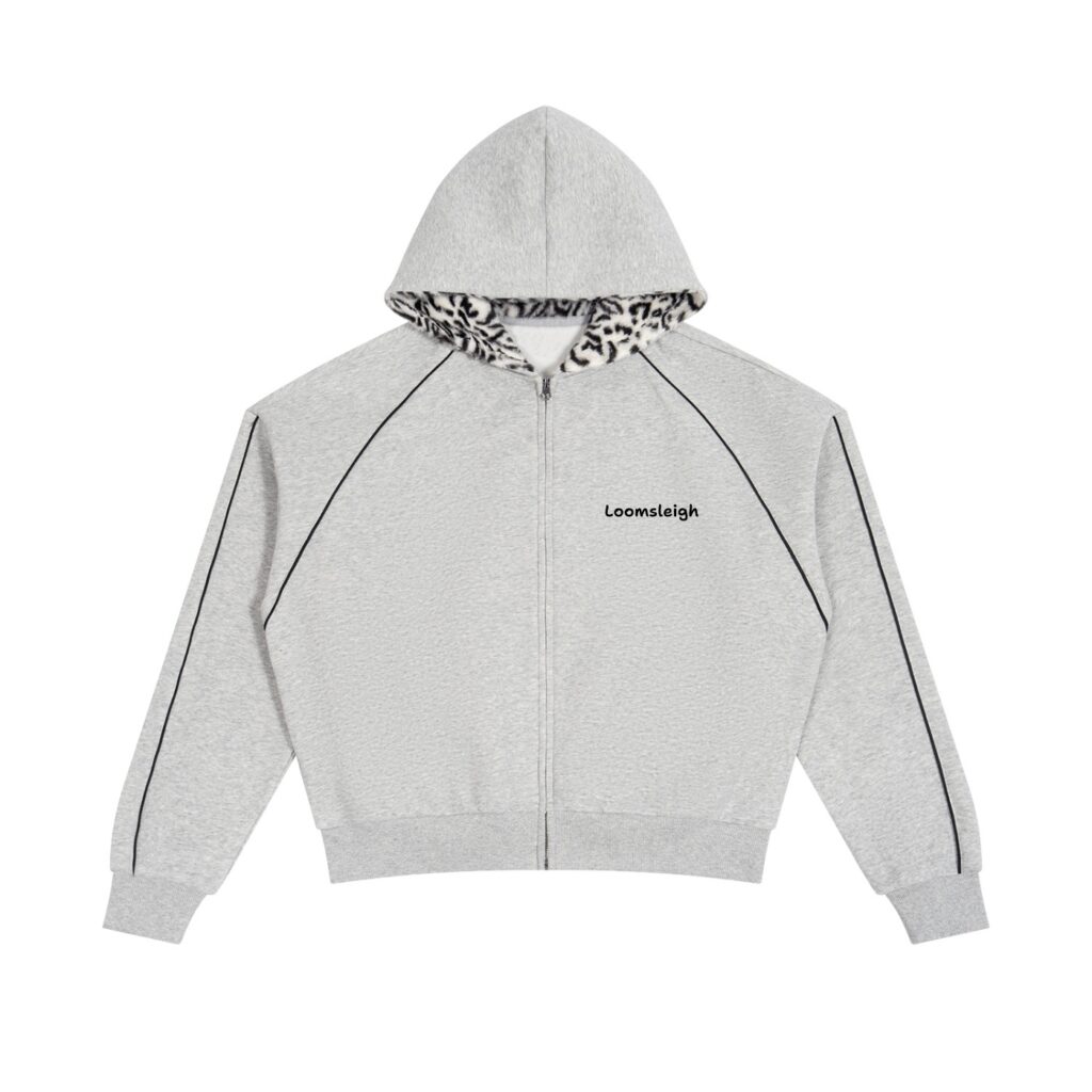 Loomsleigh Boxy Fleece Piping Full Zip Hoodie