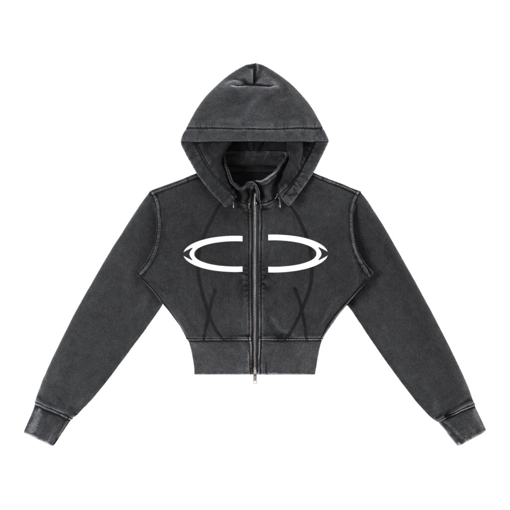 Vintage Washed Cropped Fleece Hoodie