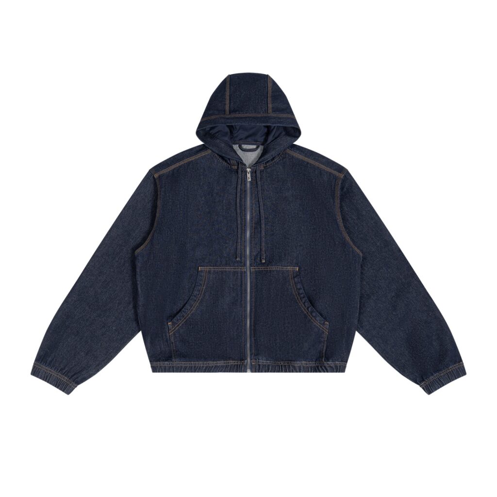 Men's Boxy Vintage Wash Hooded Denim Jacket