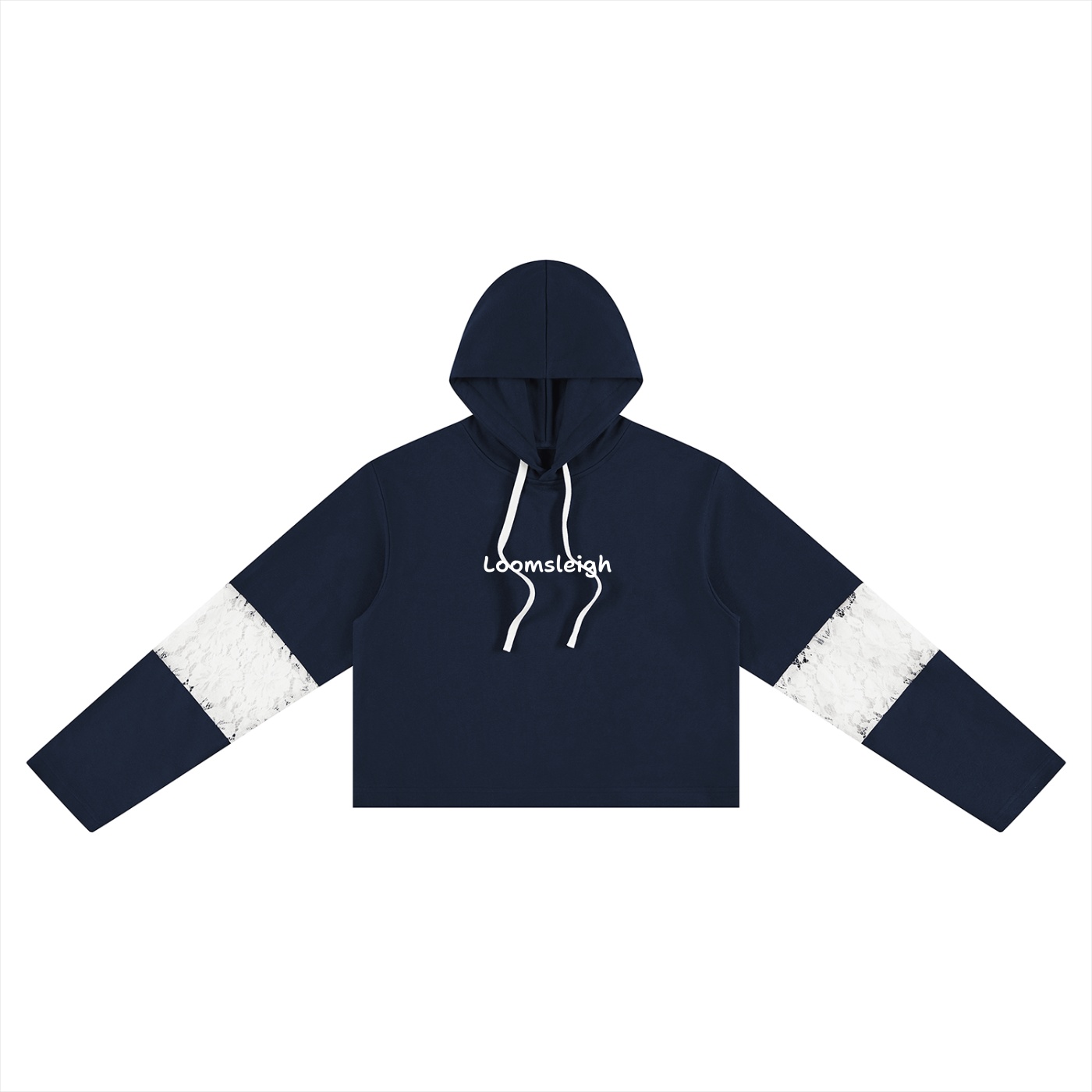 Women’s Cropped Lace-Panel Hoodie - Image 3