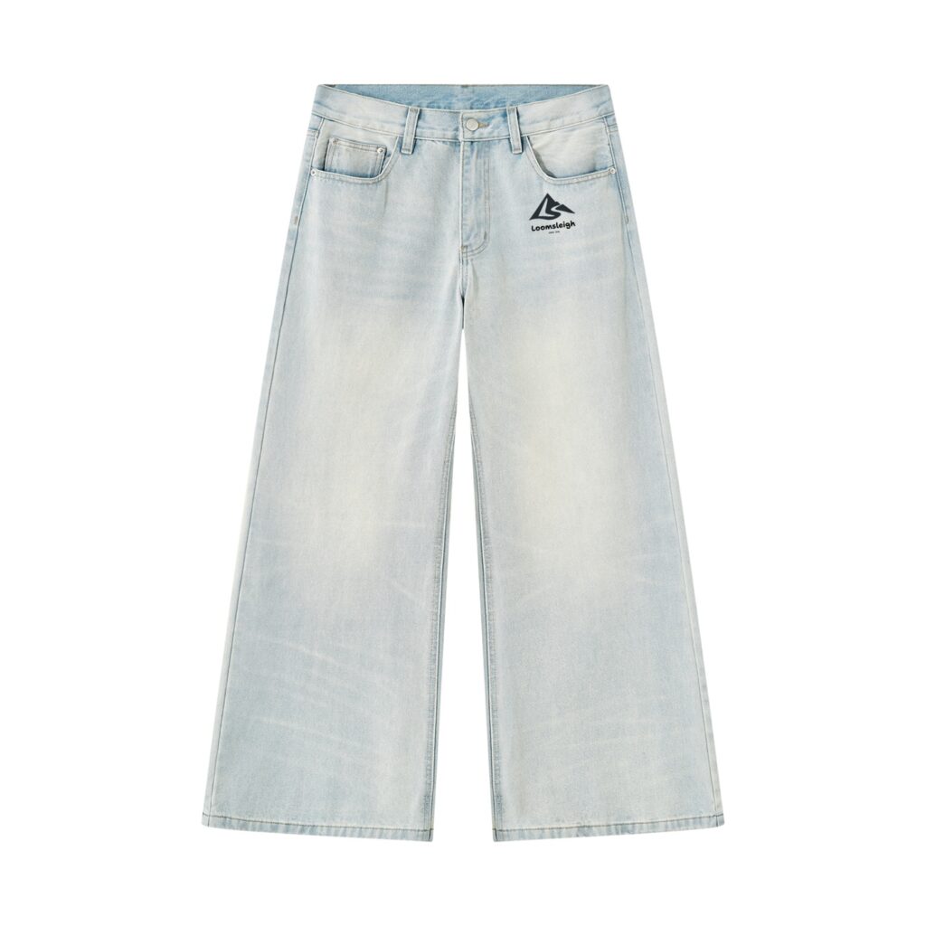 Men's Vintage Wash Wide Leg Denim Jeans
