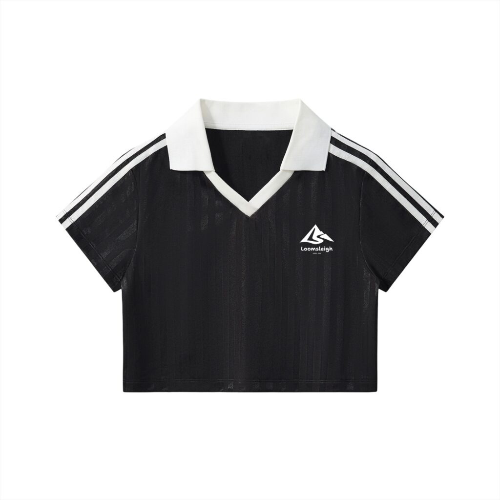 Contrast Collar Striped Cropped Jersey