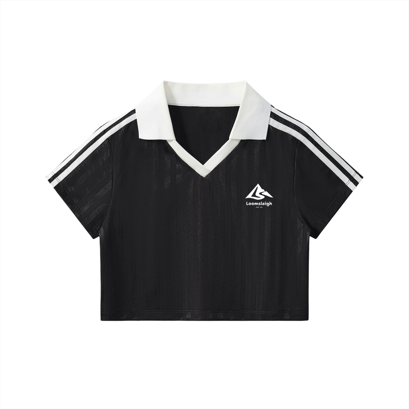 Contrast Collar Striped Cropped Jersey