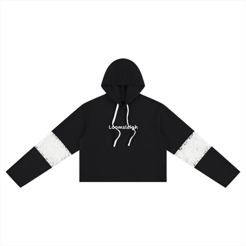 Women’s Cropped Lace-Panel Hoodie