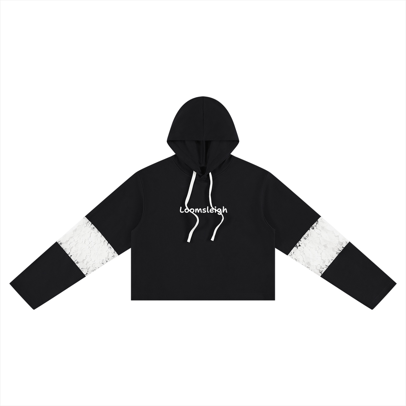 Women’s Cropped Lace-Panel Hoodie
