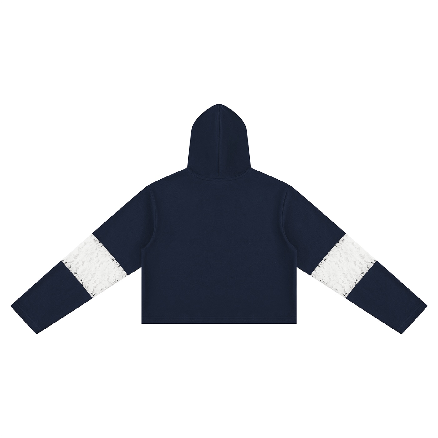 Women’s Cropped Lace-Panel Hoodie - Image 4