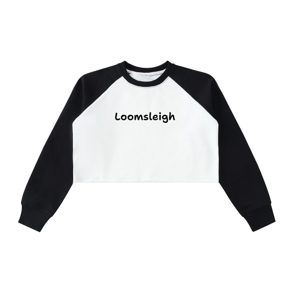 Raw-Hem Color-Block Raglan Crop Sweatshirt